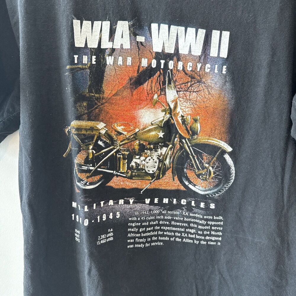 Vintage Y2K Metal Heaven WLA WWII Military Motorcycle Graphic T-Shirt